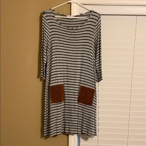 Striped T-Shirt Dress w/ Pockets